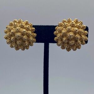 Vintage Monet Pom-Pom Gold Tone Clip Ons
